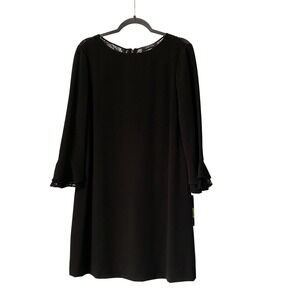 NWT Tahari ASL 3/4 Flutter Sleeve Black Knee Length Dress Lace Size 10